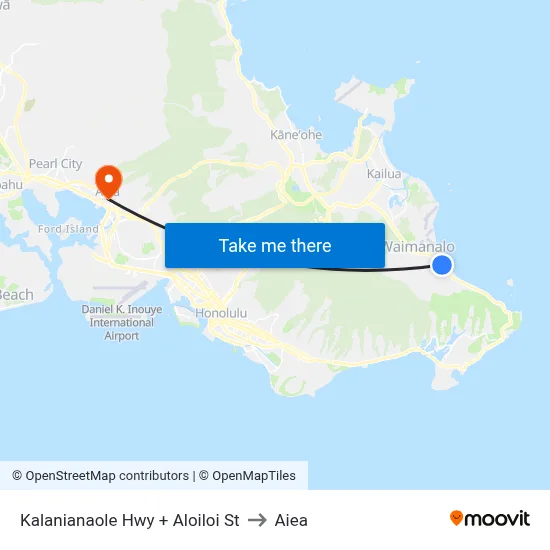 Kalanianaole Hwy + Aloiloi St to Aiea map