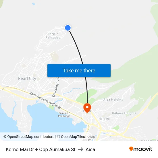 Komo Mai Dr + Opp Aumakua St to Aiea map