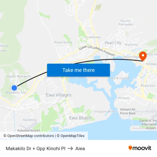 Makakilo Dr + Opp Kinohi Pl to Aiea map