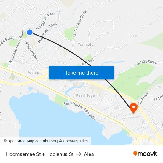 Hoomaemae St + Hoolehua St to Aiea map