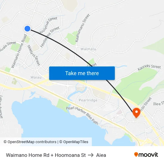 Waimano Home Rd + Hoomoana St to Aiea map