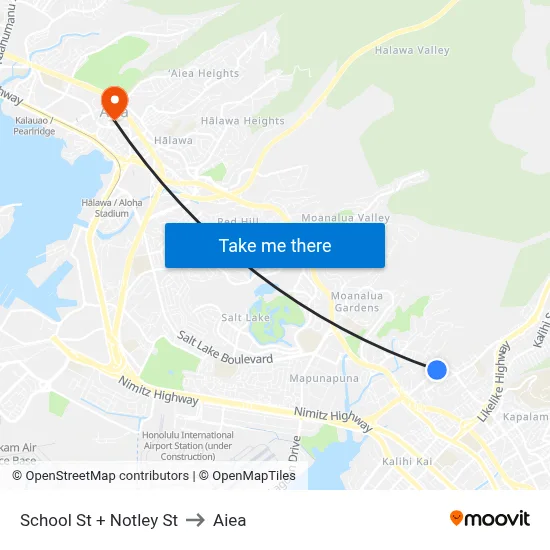 School St + Notley St to Aiea map