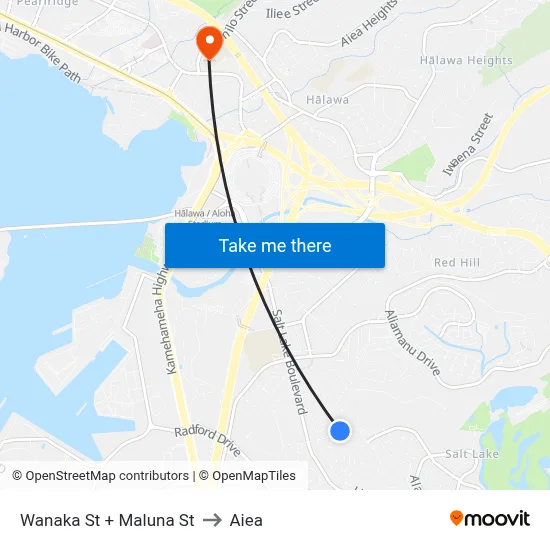 Wanaka St + Maluna St to Aiea map