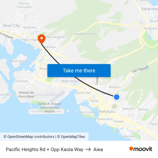 Pacific Heights Rd + Opp Kaola Way to Aiea map