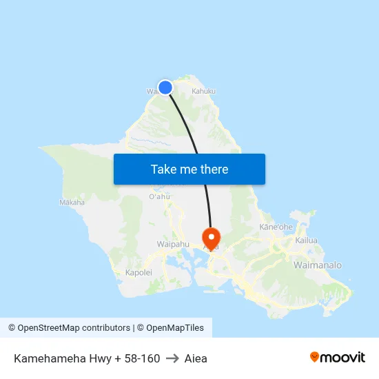 Kamehameha Hwy + 58-160 to Aiea map