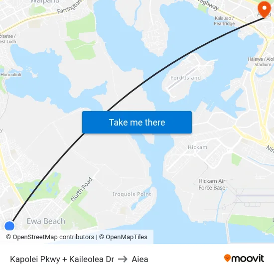 Kapolei Pkwy + Kaileolea Dr to Aiea map