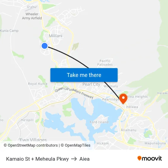 Kamaio St + Meheula Pkwy to Aiea map