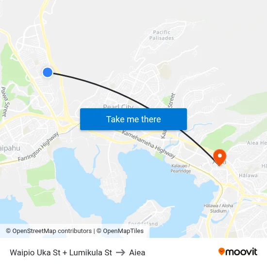 Waipio Uka St + Lumikula St to Aiea map