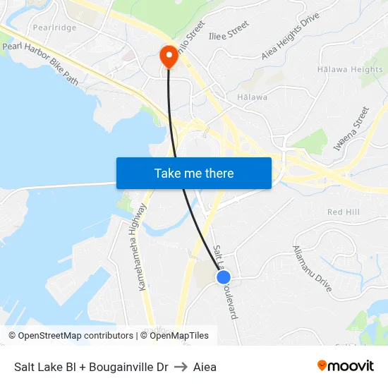 Salt Lake Bl + Bougainville Dr to Aiea map