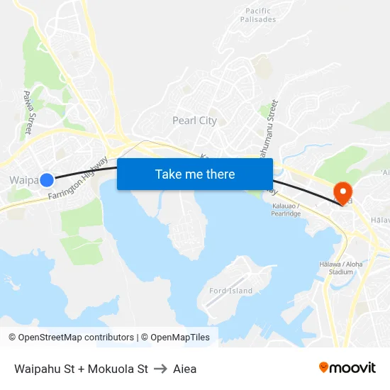 Waipahu St + Mokuola St to Aiea map