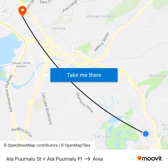 Ala Puumalu St + Ala Puumalu Pl to Aiea map