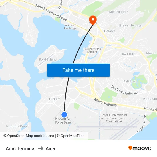 Amc Terminal to Aiea map