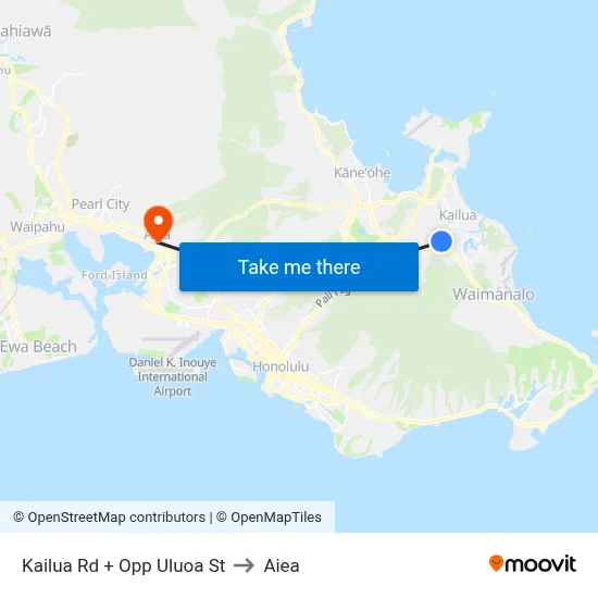 Kailua Rd + Opp Uluoa St to Aiea map
