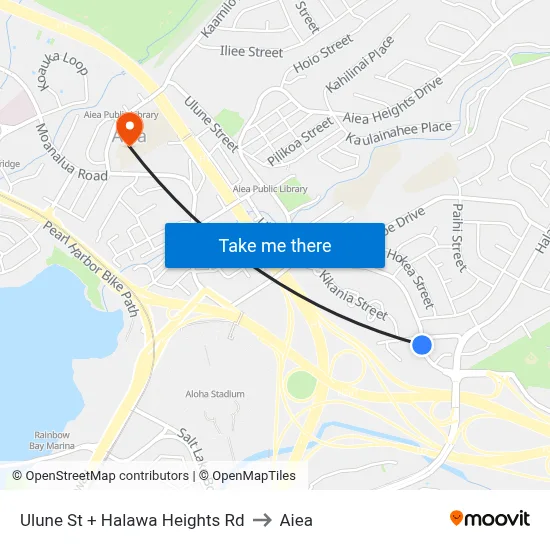 Ulune St + Halawa Heights Rd to Aiea map