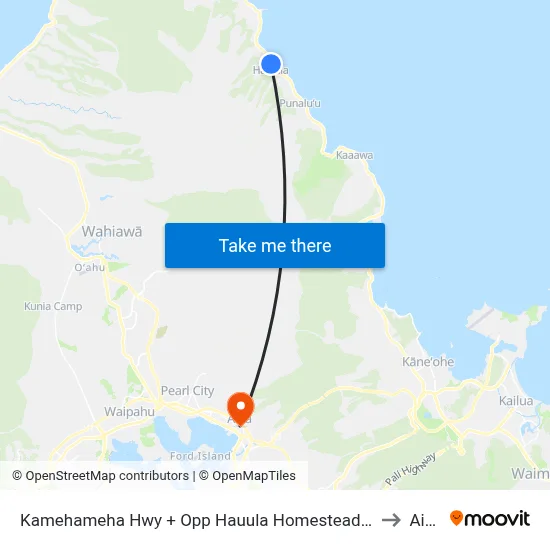 Kamehameha Hwy + Opp Hauula Homestead Rd to Aiea map