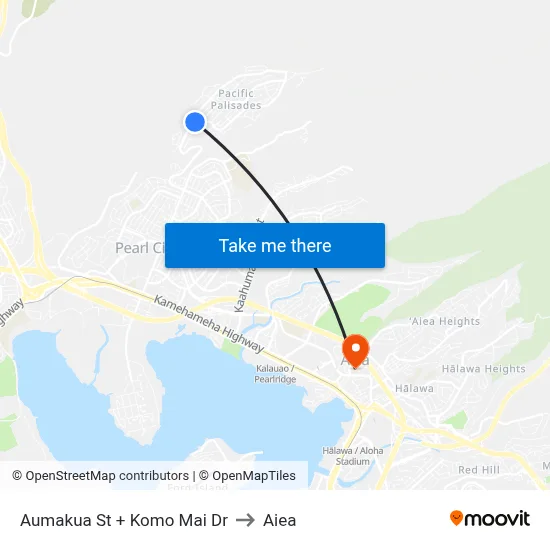 Aumakua St + Komo Mai Dr to Aiea map