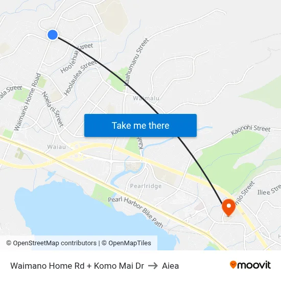 Waimano Home Rd + Komo Mai Dr to Aiea map