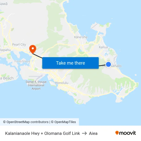 Kalanianaole Hwy + Olomana Golf Link to Aiea map