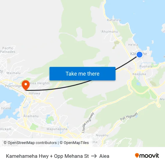 Kamehameha Hwy + Opp Mehana St to Aiea map