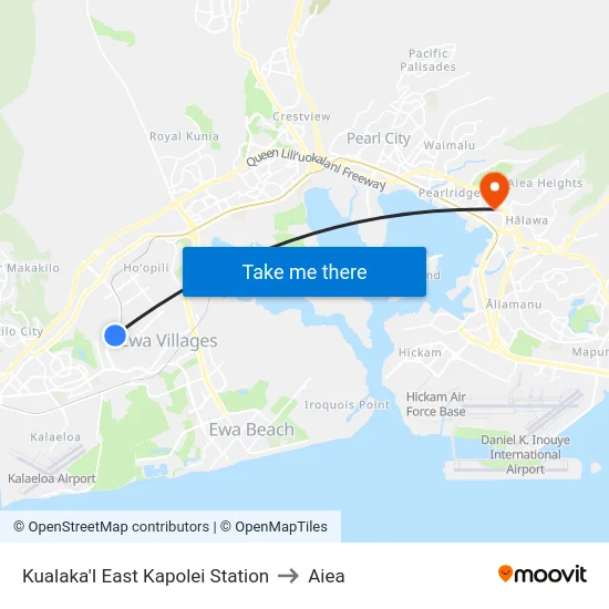 Kualaka'I East Kapolei Station to Aiea map
