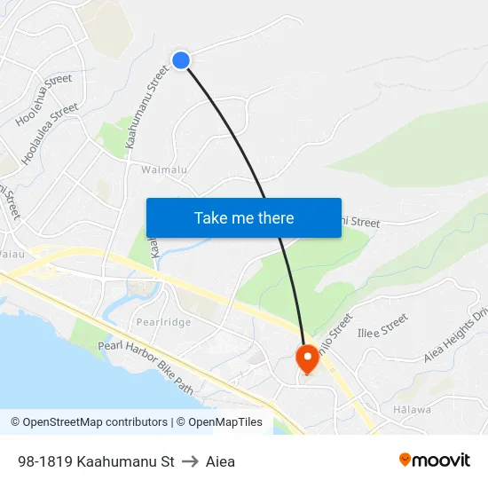 98-1819 Kaahumanu St to Aiea map