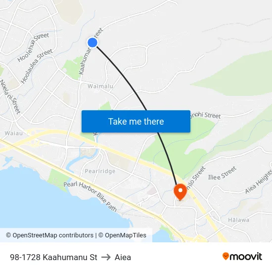 98-1728 Kaahumanu St to Aiea map