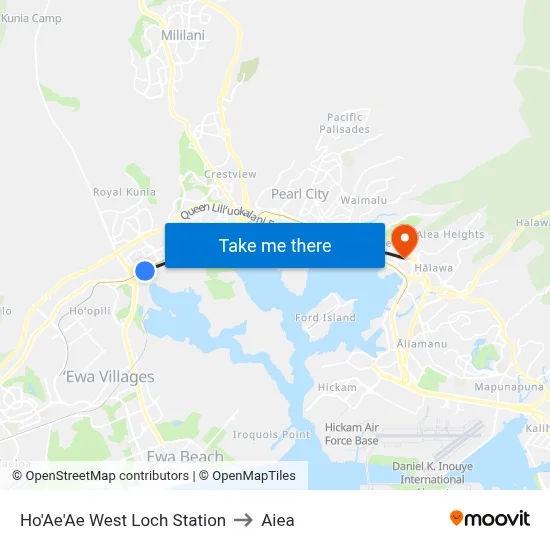 Ho'Ae'Ae West Loch Station to Aiea map