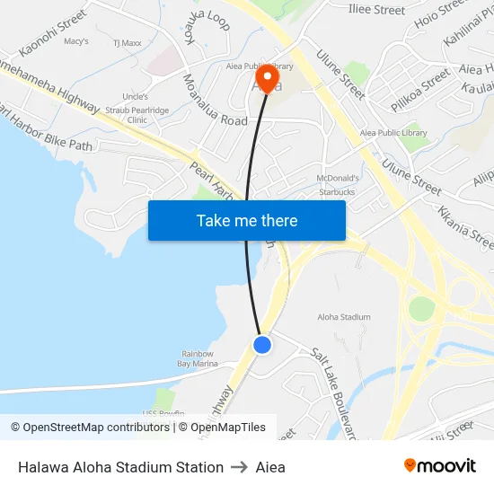 Halawa Aloha Stadium Station to Aiea map