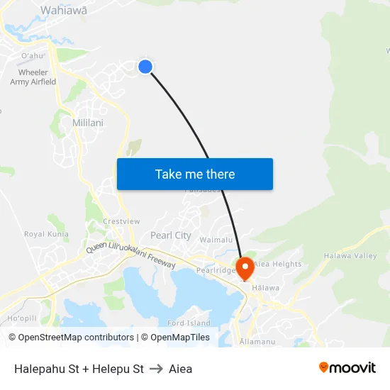 Halepahu St + Helepu St to Aiea map