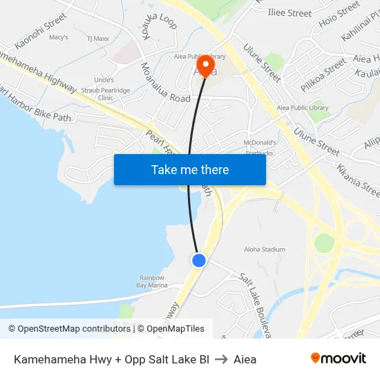 Kamehameha Hwy + Opp Salt Lake Bl to Aiea map