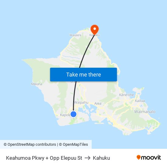 Keahumoa Pkwy + Opp Elepuu St to Kahuku map