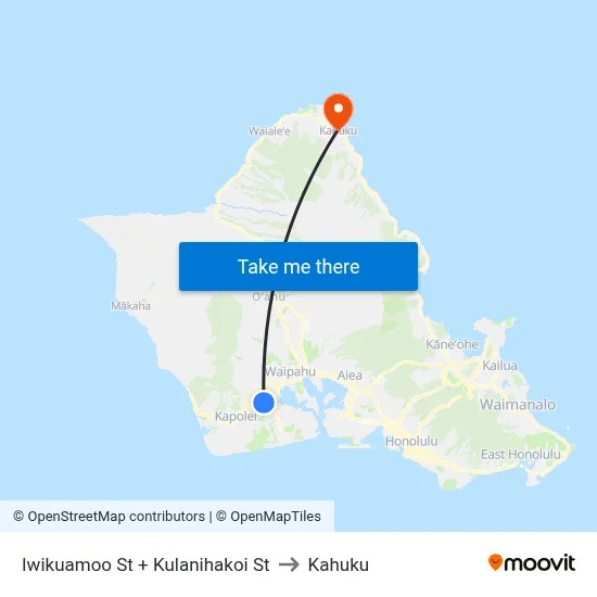 Iwikuamoo St + Kulanihakoi St to Kahuku map