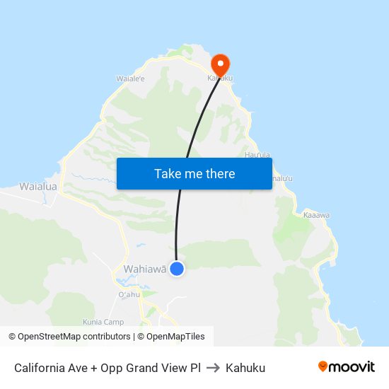 California Ave + Opp Grand View Pl to Kahuku map