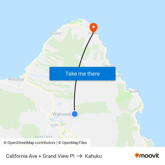 California Ave + Grand View Pl to Kahuku map