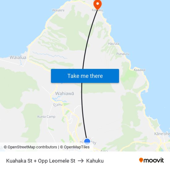 Kuahaka St + Opp Leomele St to Kahuku map