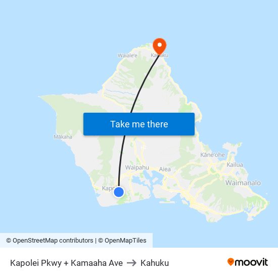 Kapolei Pkwy + Kamaaha Ave to Kahuku map