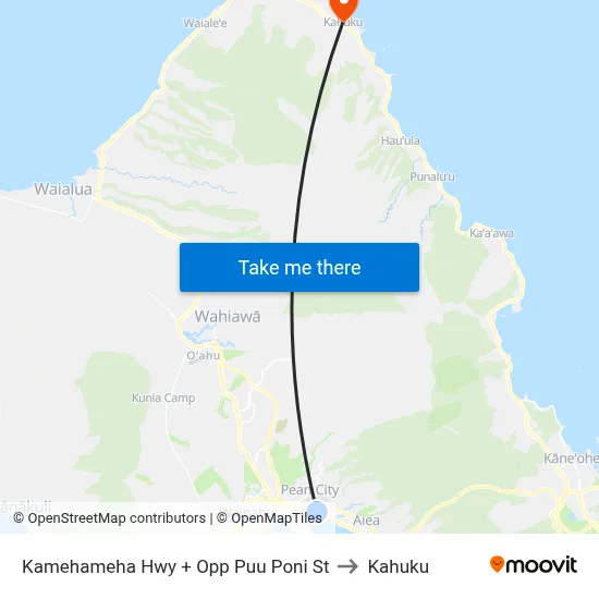 Kamehameha Hwy + Opp Puu Poni St to Kahuku map