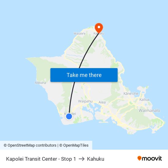 Kapolei Transit Center - Stop 1 to Kahuku map