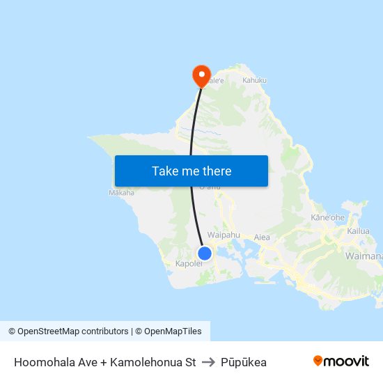 Hoomohala Ave + Kamolehonua St to Pūpūkea map