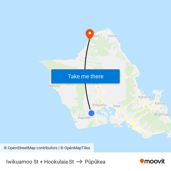 Iwikuamoo St + Hookulaia St to Pūpūkea map