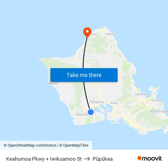 Keahumoa Pkwy + Iwikuamoo St to Pūpūkea map