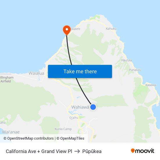California Ave + Grand View Pl to Pūpūkea map