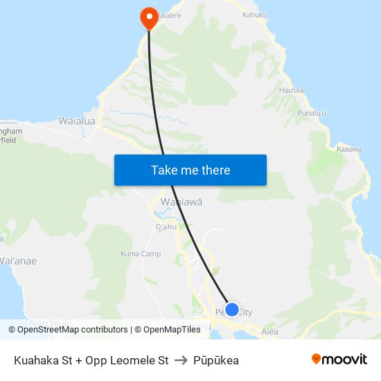 Kuahaka St + Opp Leomele St to Pūpūkea map