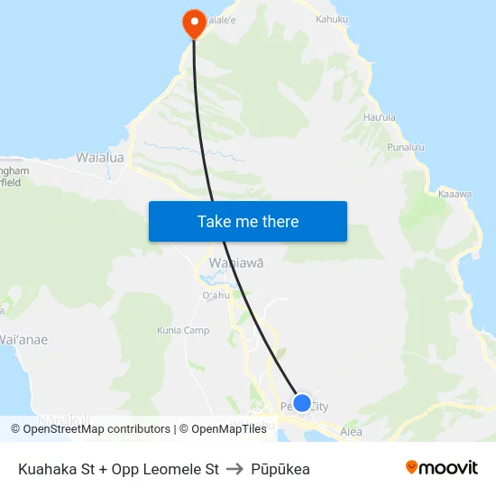 Kuahaka St + Opp Leomele St to Pūpūkea map