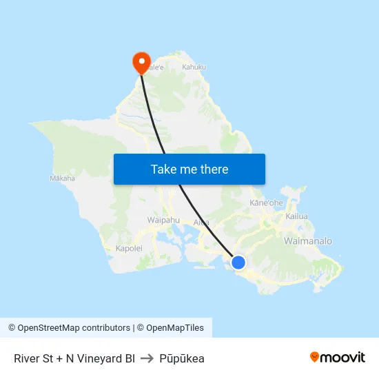 River St + N Vineyard Bl to Pūpūkea map