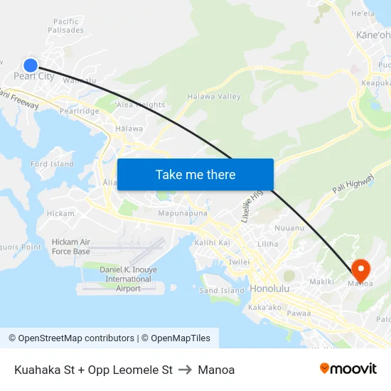 Kuahaka St + Opp Leomele St to Manoa map
