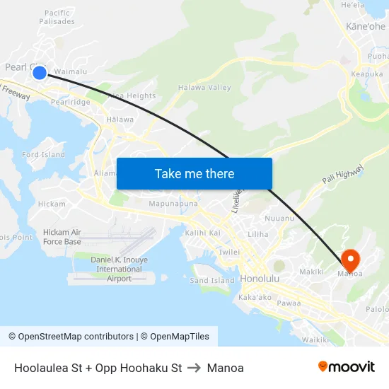Hoolaulea St + Opp Hoohaku St to Manoa map