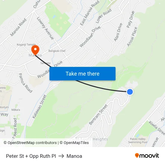 Peter St + Opp Ruth Pl to Manoa map