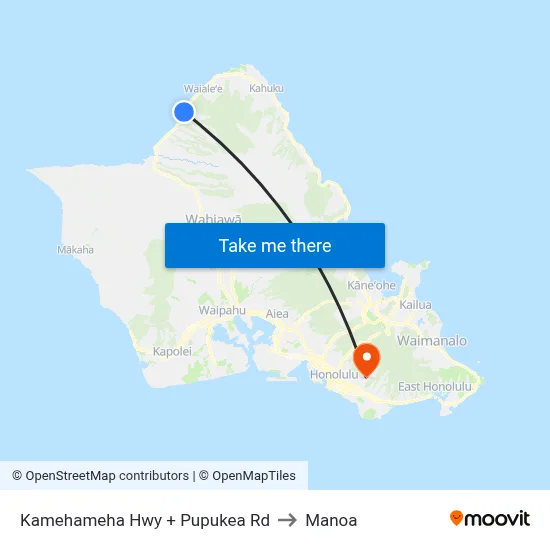 Kamehameha Hwy + Pupukea Rd to Manoa map