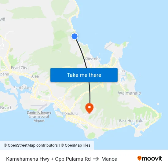 Kamehameha Hwy + Opp Pulama Rd to Manoa map